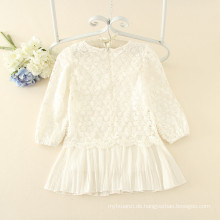 weiße lange Ärmel Spitze gedruckt für Kinder Herbst einfache Stil casual Kleider Kinder weich gute Qualität Großhandelspreis